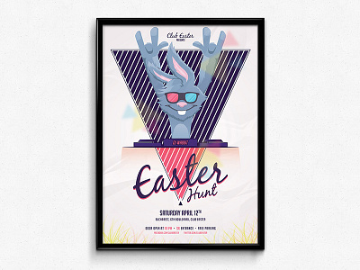 Easter Party Flyer bunny club easter flyer house illustration party rabbit