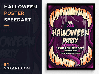 Halloween Poster Speedart halloween illustration learn monster party poster scary speedart tutorial