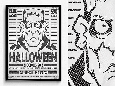 Wanted Halloween Poster frankie halloween illustration party poster thug wanted