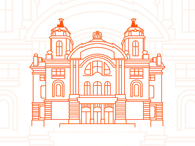 Cluj National Theatre building cluj illustration lineart theatre