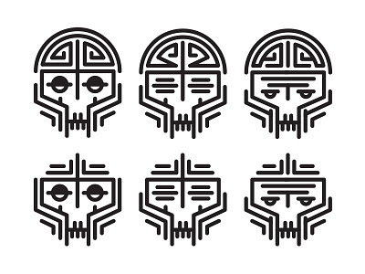 Techno Brainiac brain design experiment explore illustration inspiration lineart logo skull techno