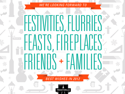 Freshthrills Holiday E-card 2011 christmas ecard family feasts festivities fireplaces flurries freshthrills friends holiday icons illustration