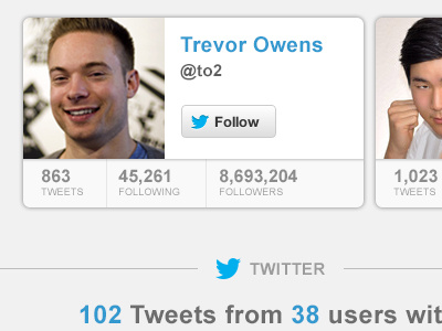 Twitter Cards bird blue buttons cards followers freshthrills photo profile stats tiles tweets twitter
