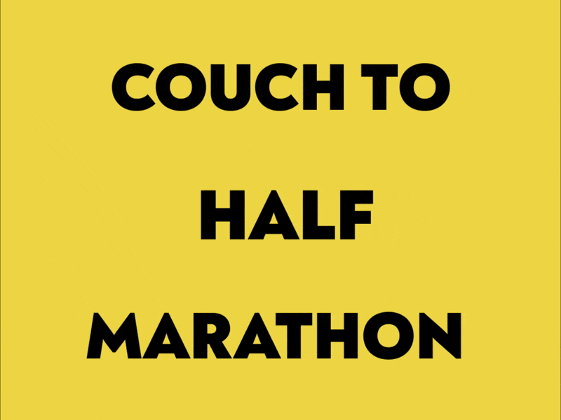 Couch to half marathon 2d animation animation branding countdown facts kynetic typography marathon motion graphics numbers run running training typography vector