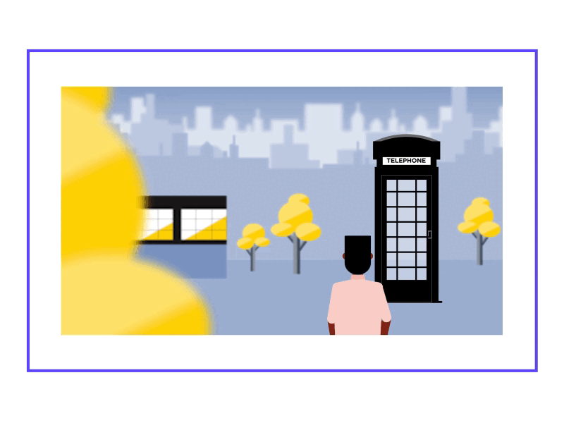 Phone booth 2d animation animation campus character animation cityscape illustration motion graphics phone call safety student life transition vector