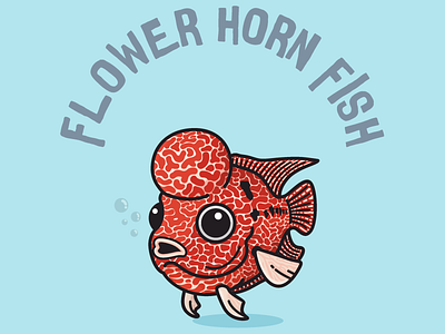 FLOWER HORN FISH aquatic branding design fish flat icon illustration logo