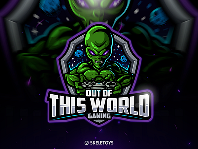 OUT OF THIS WORLD GAMING alien cartoon character design esport esportlogo gaming illustration logo mascot mascot character mascot design mascot logo twitch