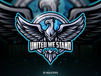 UNITED WE STAND bird logo cartoon character design esport esportlogo illustration iron logo mascot mascot character mascot logo streamer