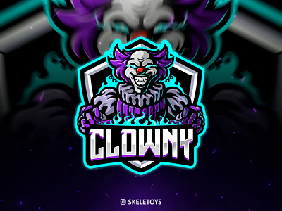 CLOWNY cartoon character clown design esport logo esportlogo illustration logo mascot mascot character pennywise twitch logo youtube channel