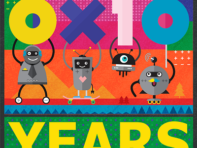 0x10 years poster. design flat illustration typography vector web