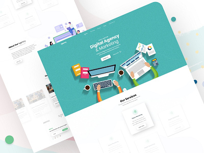 AGN - Agency Landing agn creative design design designer dribbbble freelancer full time job illustration landing page concept psd template typography ui ux ui ux designer vector web ui web ui design website design