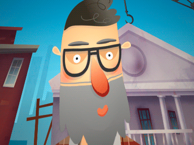 Man. Active camera 3d animation background character construction detailed gif glasses man motion toondra