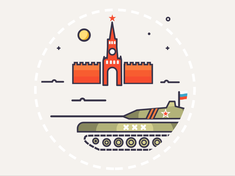 Red Square parade animation 2d animation game icon kremlin line moscow outline panzer parade red square russia