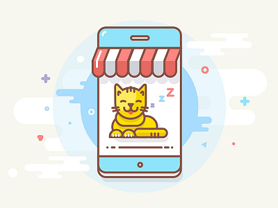 Cat icon cat character cute happy icon iconography illustration mobile outline pet pixel vector