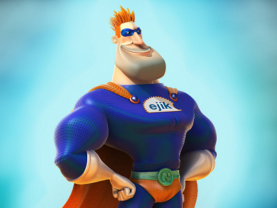 Superhero 3d character 3d advertising animation character design commercial hero illustration man model superhero