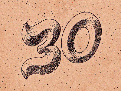 30 Years 3 30 anniversary craft dots drawing illustration micron numbers paper pointillism thirty type typography years