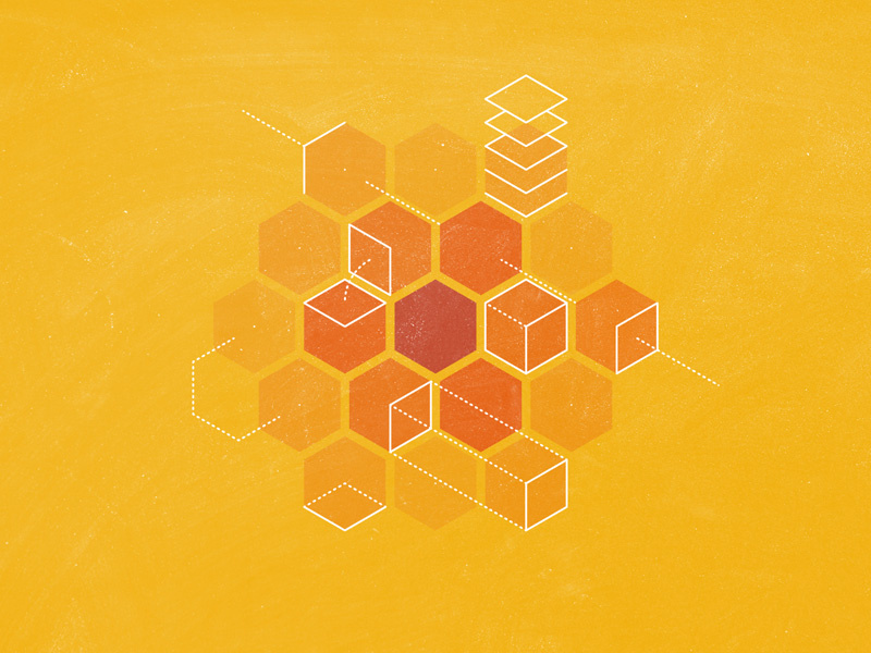 Advanced Algorithms hexagons math cube algorithm warm lines tech illustrator photoshop honey comb isometric