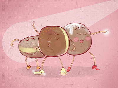 Dancing donuts digital donuts drawing illustration photoshop sweet