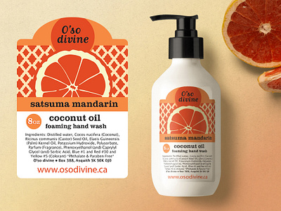 O'so divine Satsuma Mandarin Label Design label design mandarin orange pattern soap