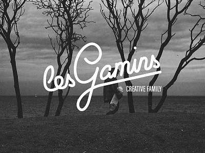Les Gamins logo black and white calligraphy community hand type les gamins logo logotype montreal production skateboard