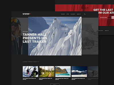 Steep TV mountain product ski sport surf ui ux video webdesign