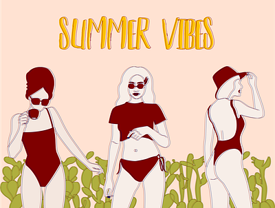 Summer Vibes illustraion simple summer summer vibes swimsuit