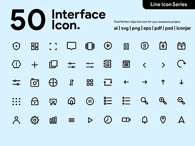 Kawaicon - 50 User Interface Line Icon icon a day icon app icon design icon set illustration interface icons line icon minimalism ui ui icons user interface icons vector