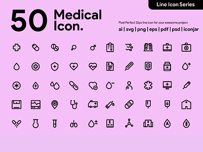 Kawaicon - 50 Medical Line Icon icon icon a day icon app icon design icon set line line icon