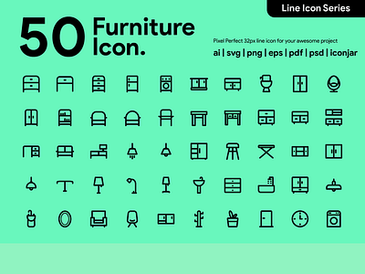 Kawaicon - 50 Furniture Line icon