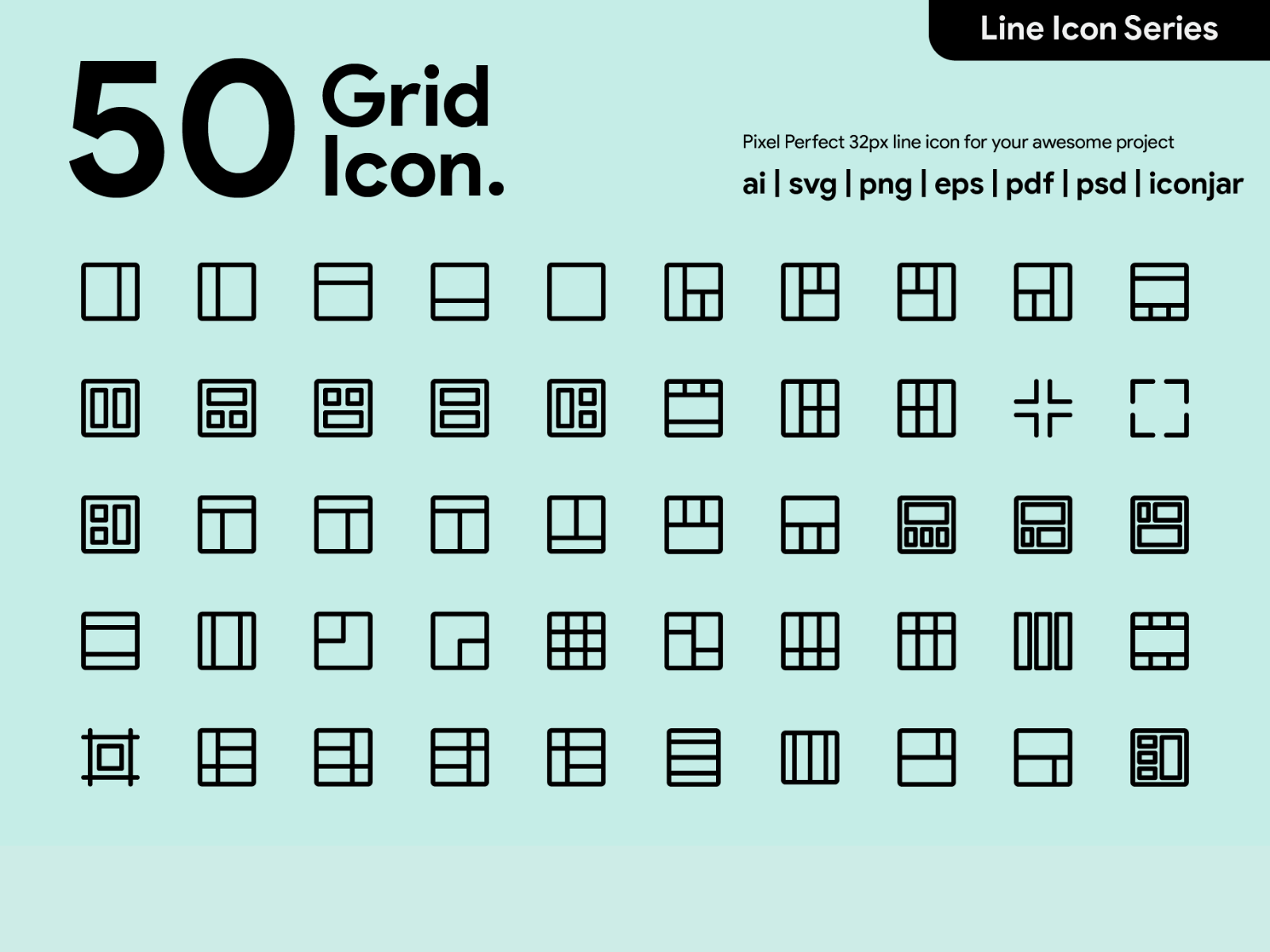 App icons design idea #286: Kawaicon - 50 Grid Line Icon
