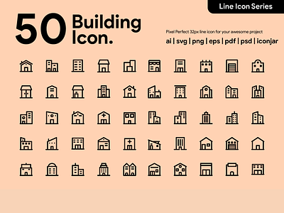 Kawaicon - 50 Building Line Icon