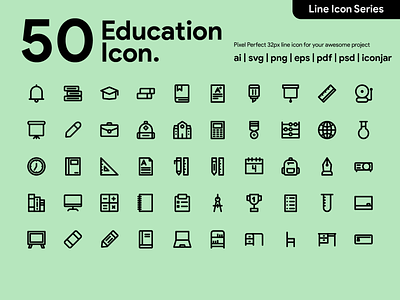 Kawaicon - 50 Education Line Icon design education education icons icon icon a day icon app icon design icon set iconpack illustration line line icon pixel perfect icon