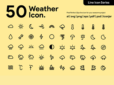 Kawaicon - 50 Weather Line Icon design icon icon a day icon app icon design icon set illustration line line icon pixel perfect icon weather icons