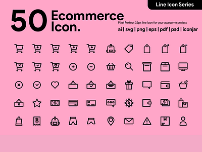 Kawaicon - 50 Ecommerce Line Icon ecommerce icon icon a day icon app icon design icon packs icon set illustration line line icon pixel perfect icon