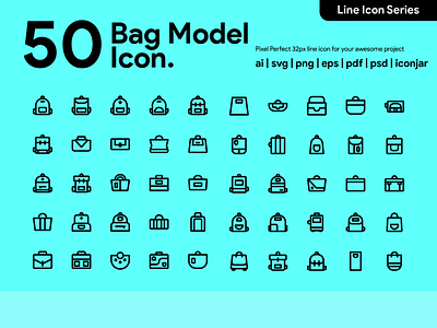 Kawaicon - 50 Bag Model icon V2 bag design bag icon bag style bags icon icon a day icon app icon design icon packs icon set illustration line icon