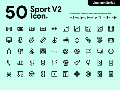 Kawaicon - 50 Sport Icon V2 ball icon icon a day icon app icon design icon packs icon set icons line icon pixel perfect icon sport icon