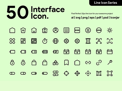 Kawaicon - 50 Interface Line Icon design icon icon a day icon app icon design icon packs icon set illustration interface icon line icon pixel perfect icon ui