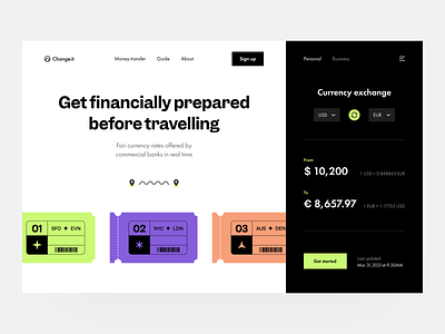 Change-it: home page finance fintech interface landing landing page visual identity web web design web page