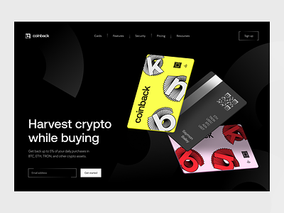 homepage: crypto service cards cashback crypto finance fintech homepage invest landing web web design website