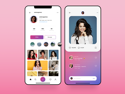Redesign for Instagram design gradient mobile pink ui ux