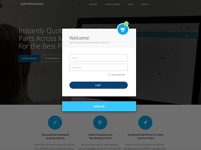 Printocracy Login login page sign in sign up ui ux welcome
