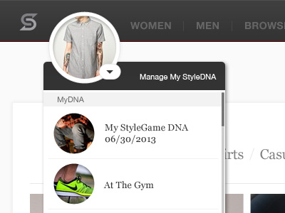 User Dropdown Selector apparel clean design dropdown icons manage menu profile settings ui web website