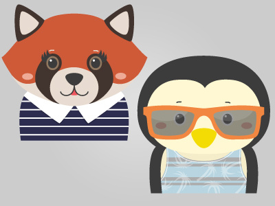 Animals in fashion #2 animal avatar cartoon characters concept cutesy dog fashion game icon penguin preppy