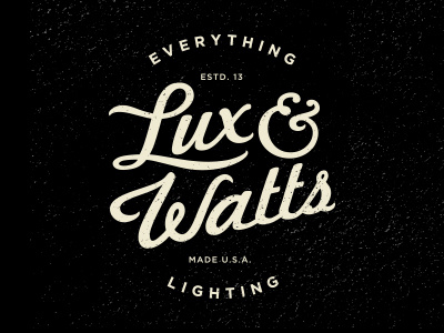 Lux & Watts logo opt2 script lighting font illustration logo brand vintage old retro cursive aged usa