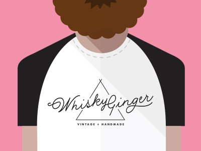 whisky ginger shirt teepee beard branding camping cursive hand writing illustration logo pink script shirt t shirt vintage
