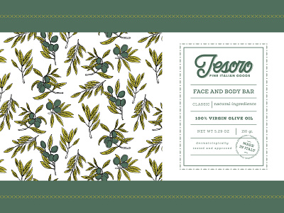 Tesoro Soap Package Design branding hand lettering illustration package design typography