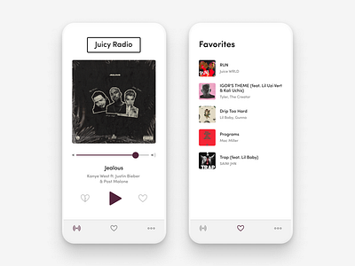 Juicy Radio Mobile App Design Concept Ux Ui app concept design minimal mobile music radio ui ux