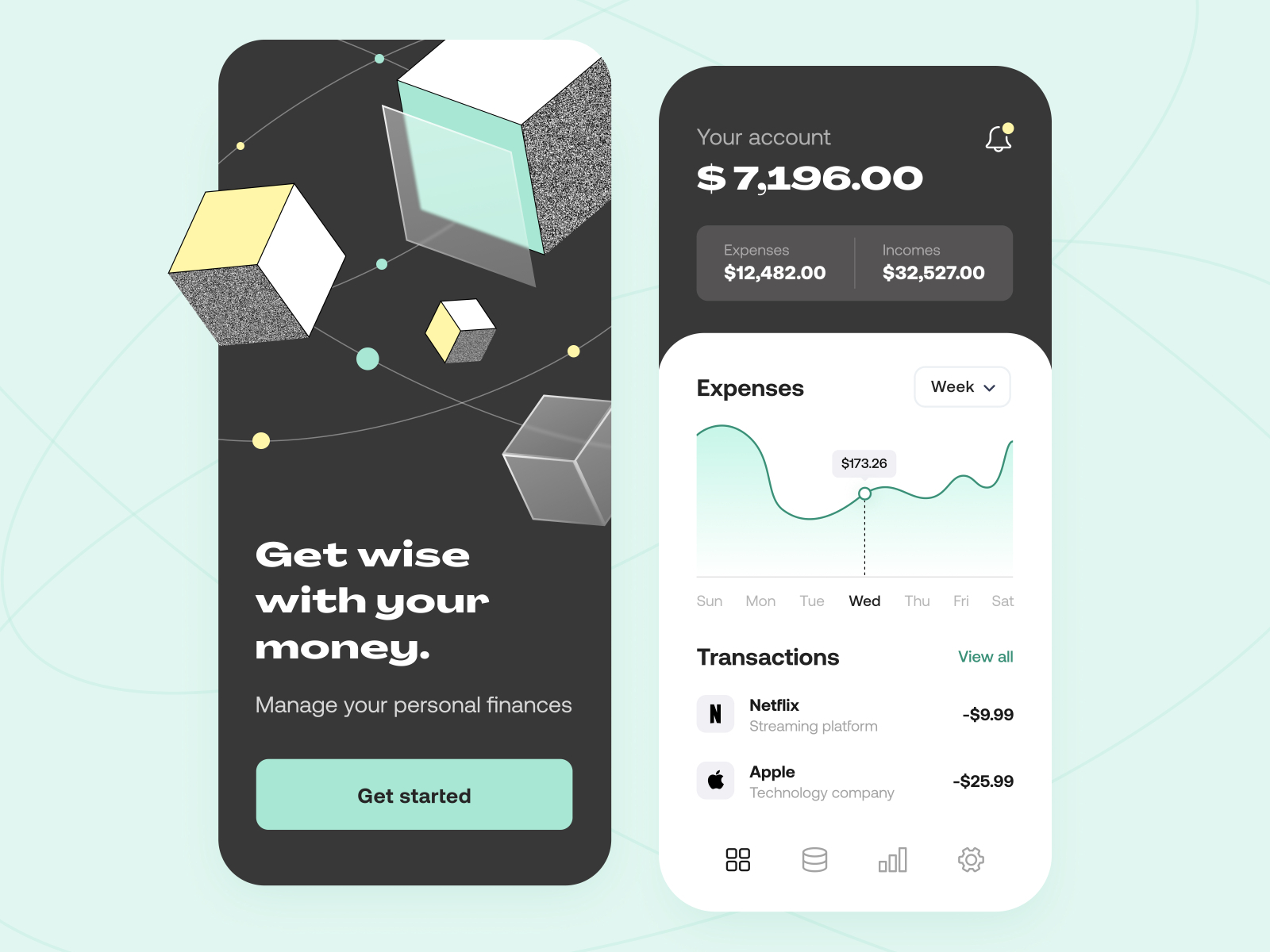 Smart banking - Mobile app by Katie To for Arounda on Dribbble