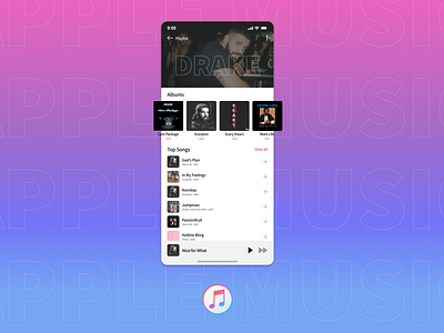 Apple Music Redesign app apple artist comment design drake follow like mobile music phone redesign sing ui ux