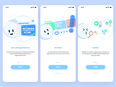 Bubble Mail - On Boarding app bubble design email flat illustration minimal ui uidesign ux vector